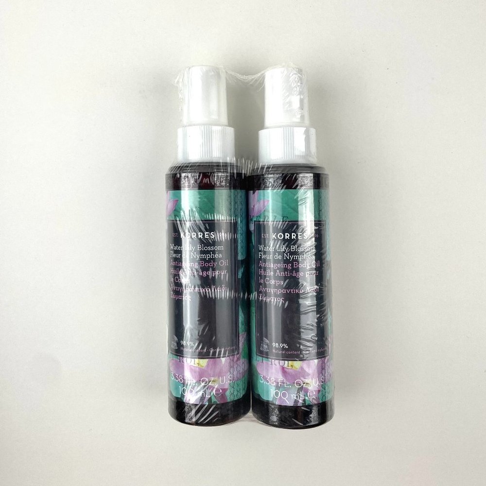KORRES Water Lily Blossom Anti-Aging Body Oil 100mL/3.38oz - Set of 2 - NEW